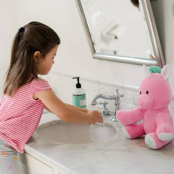 NEW 11" Wellobeez Dragon Unicorn Pink Plush Antimicrobial Musical Toy Get Well H - Picture 1 of 6